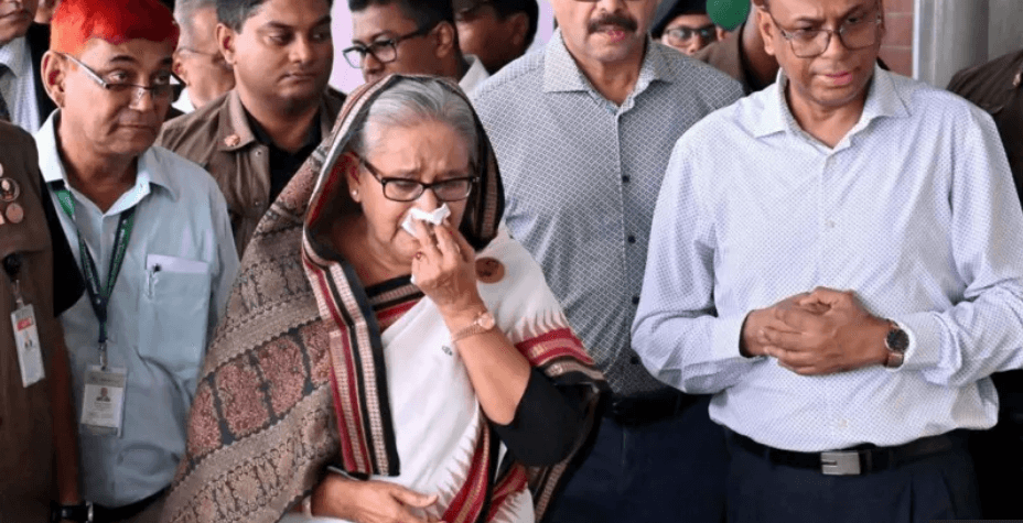 Sheikh Hasina weeps as she saw the vandalised Mirpur metro station