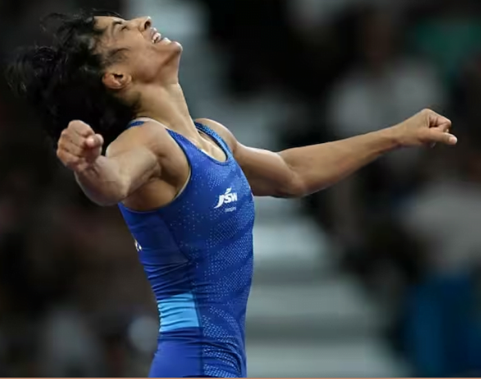 A Picture of Vinesh Phogat with joy